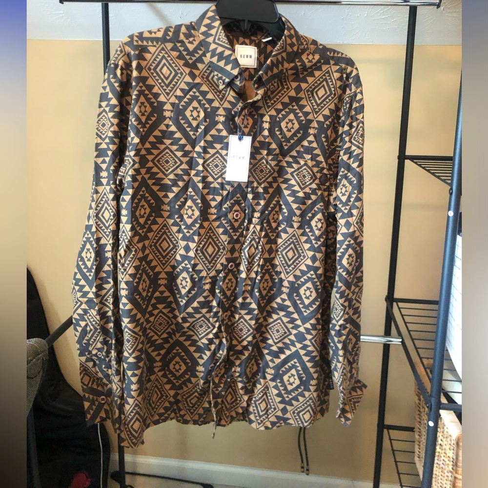 ROWM Men Long Sleeve Flannel Size L New